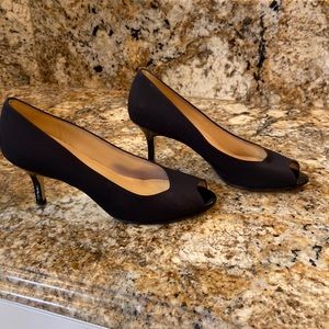 Bruno Magli, black Peto, microfiber shoes with Pat and heel and toe